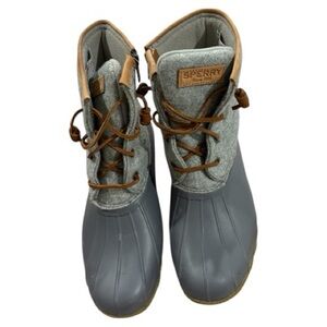 Sperry Gray and Tan Ankle Booties Rain Snow saltwater
